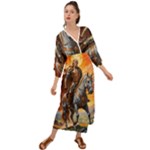 Heroic Trump Warrior in Golden Armor Grecian Style  Maxi Dress