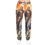 Heroic Trump Warrior in Golden Armor Women Velvet Drawstring Pants