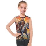 Heroic Trump Warrior in Golden Armor Kids  Mesh Tank Top