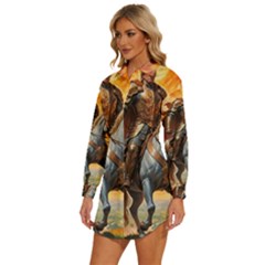 Womens Long Sleeve Shirt Dress 