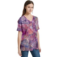 V-Neck Split Shoulder Casual T-Shirt 