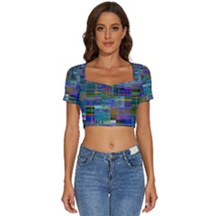 Short Sleeve Square Neckline Crop Top  