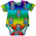 Baby Short Sleeve Bodysuit cat listening music