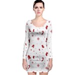 Christmas Xmas Holiday Pattern Background Long Sleeve Bodycon Dress