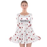 Christmas Xmas Holiday Pattern Background Long Sleeve Skater Dress