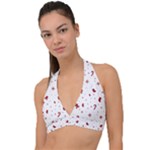 Christmas Xmas Holiday Pattern Background Halter Plunge Bikini Top