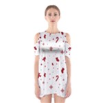 Christmas Xmas Holiday Pattern Background Shoulder Cutout One Piece Dress