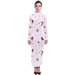 Christmas Xmas Holiday Pattern Background Turtleneck Maxi Dress