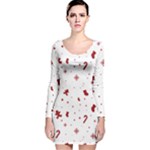 Christmas Xmas Holiday Pattern Background Long Sleeve Velvet Bodycon Dress