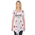 Christmas Xmas Holiday Pattern Background Short Sleeve Tunic 