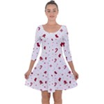 Christmas Xmas Holiday Pattern Background Quarter Sleeve Skater Dress