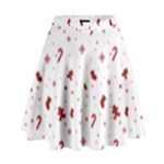 Christmas Xmas Holiday Pattern Background High Waist Skirt