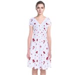 Christmas Xmas Holiday Pattern Background Short Sleeve Front Wrap Dress