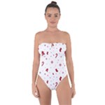 Christmas Xmas Holiday Pattern Background Tie Back One Piece Swimsuit