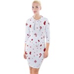 Christmas Xmas Holiday Pattern Background Quarter Sleeve Hood Bodycon Dress