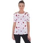 Christmas Xmas Holiday Pattern Background Shoulder Cut Out Short Sleeve Top