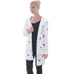 Christmas Xmas Holiday Pattern Background Longline Hooded Cardigan