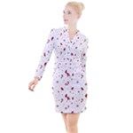 Christmas Xmas Holiday Pattern Background Button Long Sleeve Dress