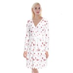 Christmas Xmas Holiday Pattern Background Long Sleeve Velvet Front Wrap Dress