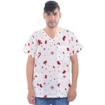 Christmas Xmas Holiday Pattern Background Men s V-Neck Scrub Top