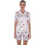 Christmas Xmas Holiday Pattern Background Satin Short Sleeve Pajamas Set