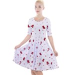 Christmas Xmas Holiday Pattern Background Quarter Sleeve A-Line Dress