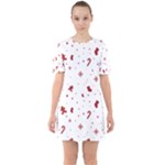 Christmas Xmas Holiday Pattern Background Sixties Short Sleeve Mini Dress