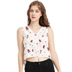 Christmas Xmas Holiday Pattern Background V-Neck Cropped Tank Top