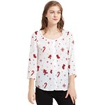 Christmas Xmas Holiday Pattern Background Chiffon Quarter Sleeve Blouse