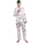 Christmas Xmas Holiday Pattern Background Men s Long Sleeve Satin Pajamas Set