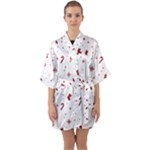 Christmas Xmas Holiday Pattern Background Half Sleeve Satin Kimono 