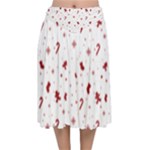 Christmas Xmas Holiday Pattern Background Velvet Flared Midi Skirt