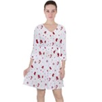 Christmas Xmas Holiday Pattern Background Quarter Sleeve Ruffle Waist Dress