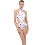 Christmas Xmas Holiday Pattern Background Halter Side Cut Swimsuit