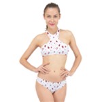 Christmas Xmas Holiday Pattern Background High Neck Bikini Set