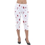 Christmas Xmas Holiday Pattern Background Lightweight Velour Capri Leggings 