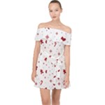 Christmas Xmas Holiday Pattern Background Off Shoulder Chiffon Dress