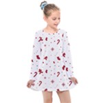 Christmas Xmas Holiday Pattern Background Kids  Long Sleeve Dress