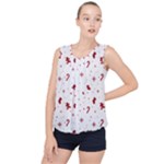 Christmas Xmas Holiday Pattern Background Bubble Hem Chiffon Tank Top