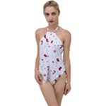 Christmas Xmas Holiday Pattern Background Go with the Flow One Piece Swimsuit