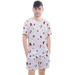 Christmas Xmas Holiday Pattern Background Men s Mesh T-Shirt and Shorts Set