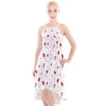 Christmas Xmas Holiday Pattern Background High-Low Halter Chiffon Dress 