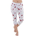 Christmas Xmas Holiday Pattern Background Lightweight Velour Capri Yoga Leggings