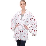 Christmas Xmas Holiday Pattern Background Long Sleeve Velvet Kimono 