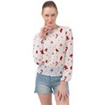 Christmas Xmas Holiday Pattern Background Banded Bottom Chiffon Top