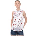 Christmas Xmas Holiday Pattern Background High Neck Satin Top