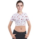 Christmas Xmas Holiday Pattern Background Short Sleeve Cropped Jacket