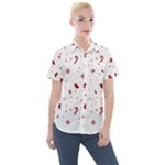 Christmas Xmas Holiday Pattern Background Women s Short Sleeve Pocket Shirt