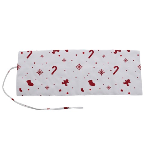 Christmas Xmas Holiday Pattern Background Roll Up Canvas Pencil Holder (S) from ArtsNow.com