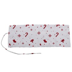 Christmas Xmas Holiday Pattern Background Roll Up Canvas Pencil Holder (S) from ArtsNow.com